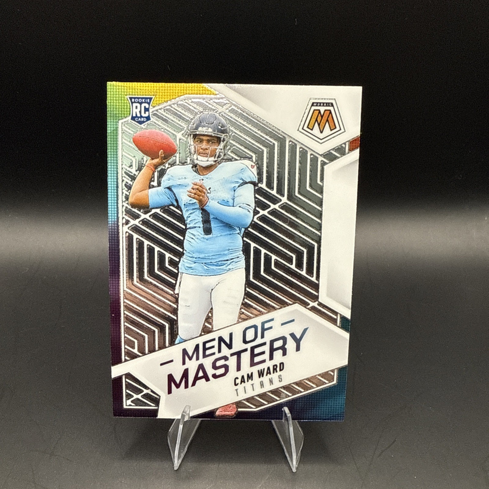 2025 Panini Mosaic Football Cam Ward Rookie Silver Prizm Men of Mastery RC TITAN