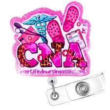 CNA Badge Reel for Certified Nurse Assistant Holder Retractable with ID Clip ...