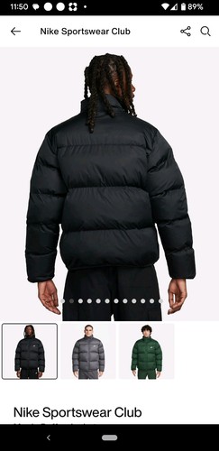 Nike Sportswear Club Puffer Jacket Black White FB7368-010 Men's Size Medium - Picture 2 of 5