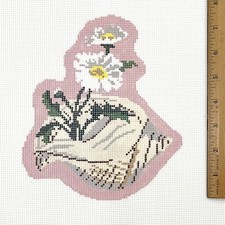 Plum Stitchery hand painted needlepoint canvas 13ct Shell series Daisies 7" x 8"