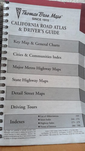 Thomas Bros. Maps The Thomas Guide California Road Atlas 1998 Edition Pre-owned - Picture 3 of 9
