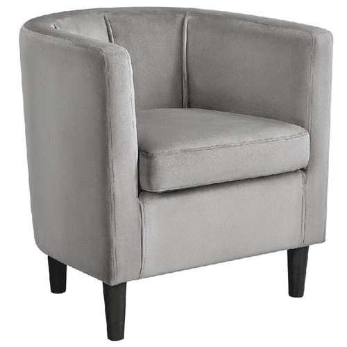 Contemporary Velvet Barrel Accent Chair Cozy Living Room Armchair Easy Assembly - Picture 2 of 9