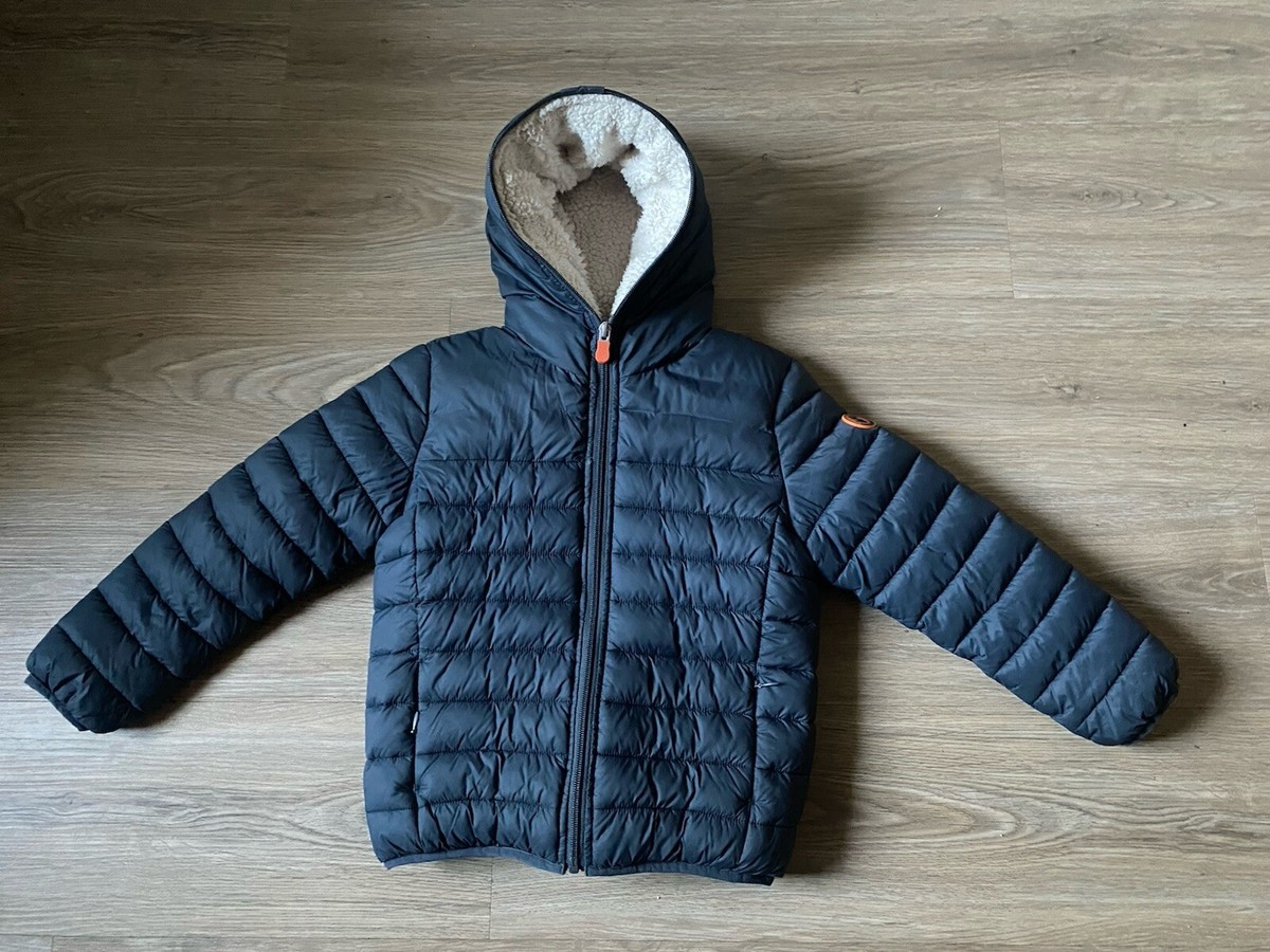 Save The Duck Kids Unisex Size 6 Gray Winter Puffer Jacket Sherpa
