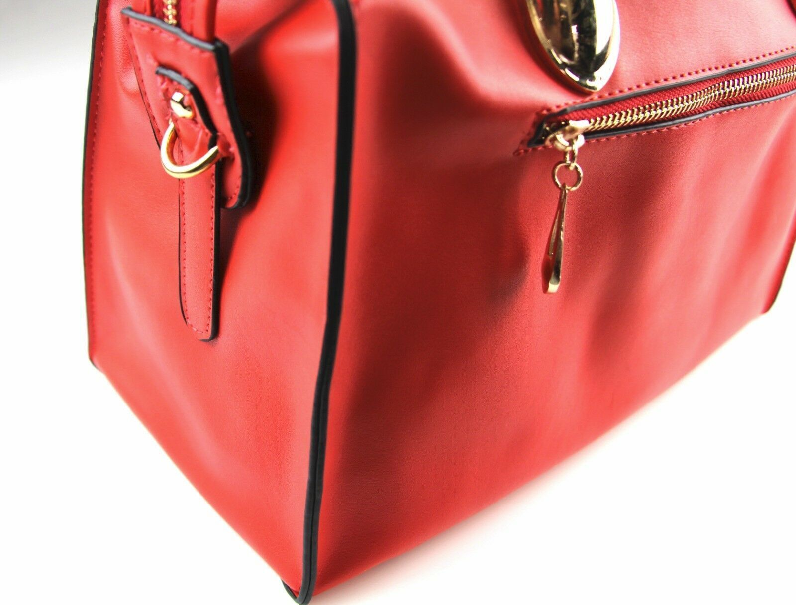 Womens Red Faux Leather Large Doctor Handbag Ladies Hand Bag Ladies