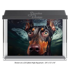 Dog Doberman Swimming Polyester Fish Tank Glass Backdrop Aquarium Background