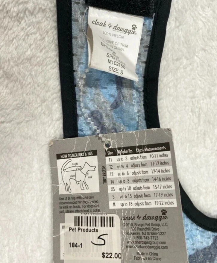 Dog Harness My Canine Kids Athletic Harness - inventor of Cloak & Dawggie S 15LB