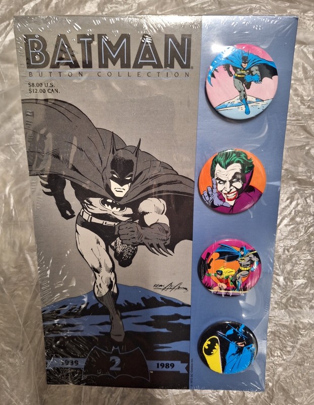 THREE DC Comics Rare 1989 Batman Pinback Button Collection Set #1 & #2 Bob Kane
