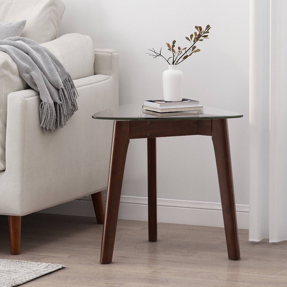 Mid-Century Modern End Table with Glass Top | eBay