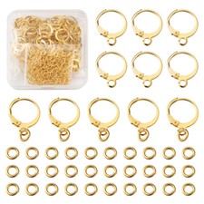 100pcs Round Leverback Earring Hooks Golden French Earwires Replacement Findings