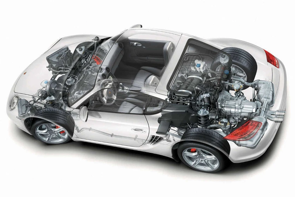 PORSCHE CAYMAN S CAR CUTAWAY POSTER PRINT 16x24 HI RES 9MIL PAPER