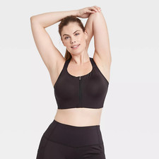 Women's All in Motion High Support Zip-Front Bra - Black - 34DD