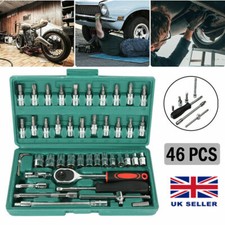 46Pcs Spanner Socket Set Ratchet Torque Wrench Kit Car Repair Tools 1/4" Drive