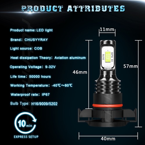 6x 9005+H11+5202 Combo LED Headlight Bulbs Fog for GMC Sierra 1500 2500 HD 07-13 - Picture 11 of 12