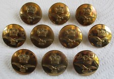 10x RAF:"ROYAL AIR FORCE OFFICER'S BRASS GREATCOAT BUTTONS"(23mm, 1950's, Gaunt)