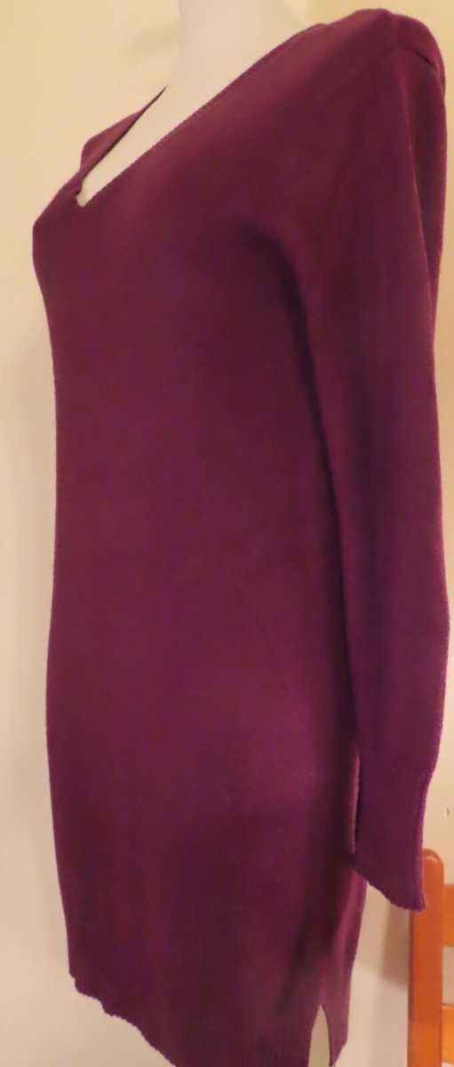 Old Navy Women's Sweater Dress Knit Wine Long Sleeve Small V Neck | eBay