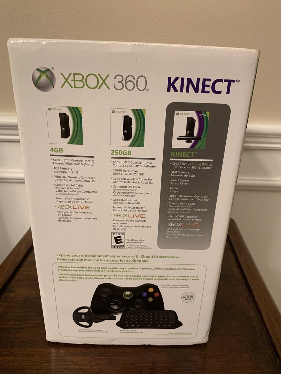 ambición sirena fuente Microsoft Xbox 360 Slim 4GB Console IN BOX w/ Kinect Inserts manual! | eBay