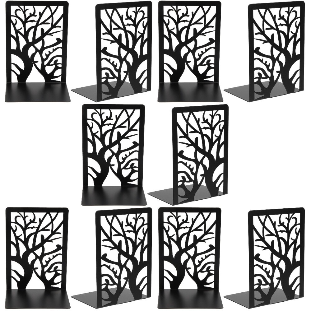 10 Pcs Black Metal Bookends Iron Decorative Shelves Holders eBay