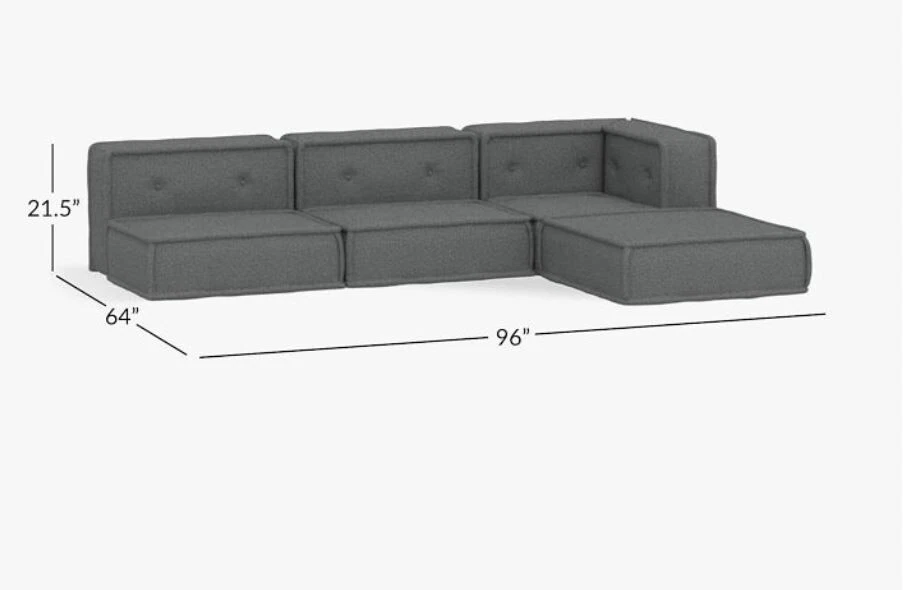 Pottery Barn Cushy Lounge L-Shaped Sectional Set (96") with Base NAVY BLUE - Image 2 of 4