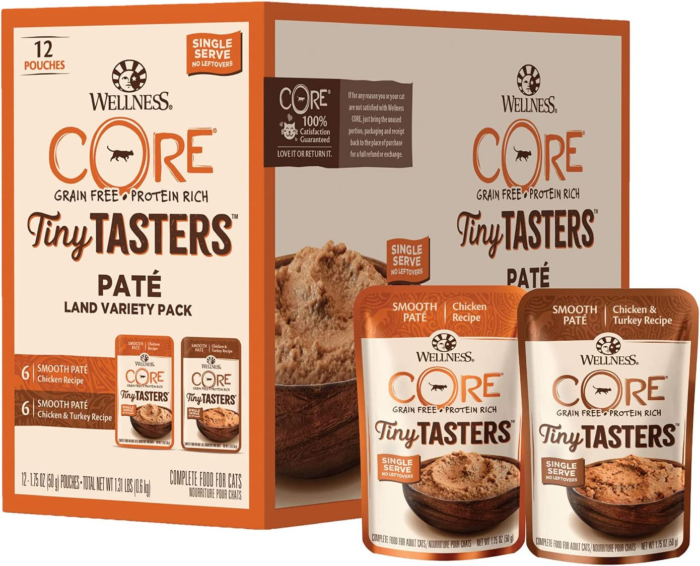 Wellness CORE Tiny Tasters Wet Cat Food Topper, Grain Free, Complete & Balanced