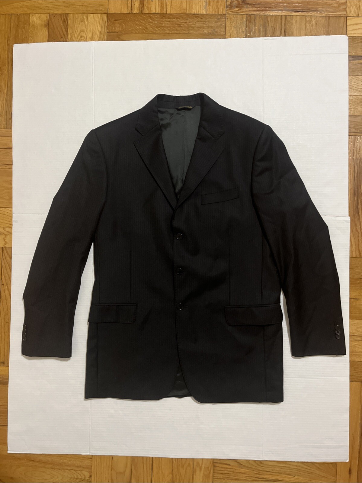Yves Saint Laurent Tuta Blazer Giacca Uomo Nero Gessato Taglia 44R Vintage