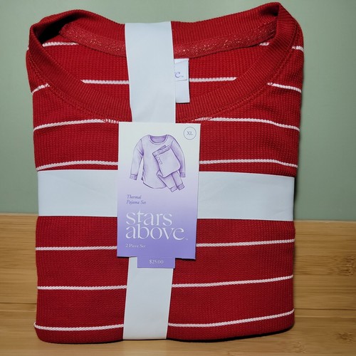 Stars Above Red Striped Thermal Pajama Set Size X-Large NWT - Picture 2 of 6