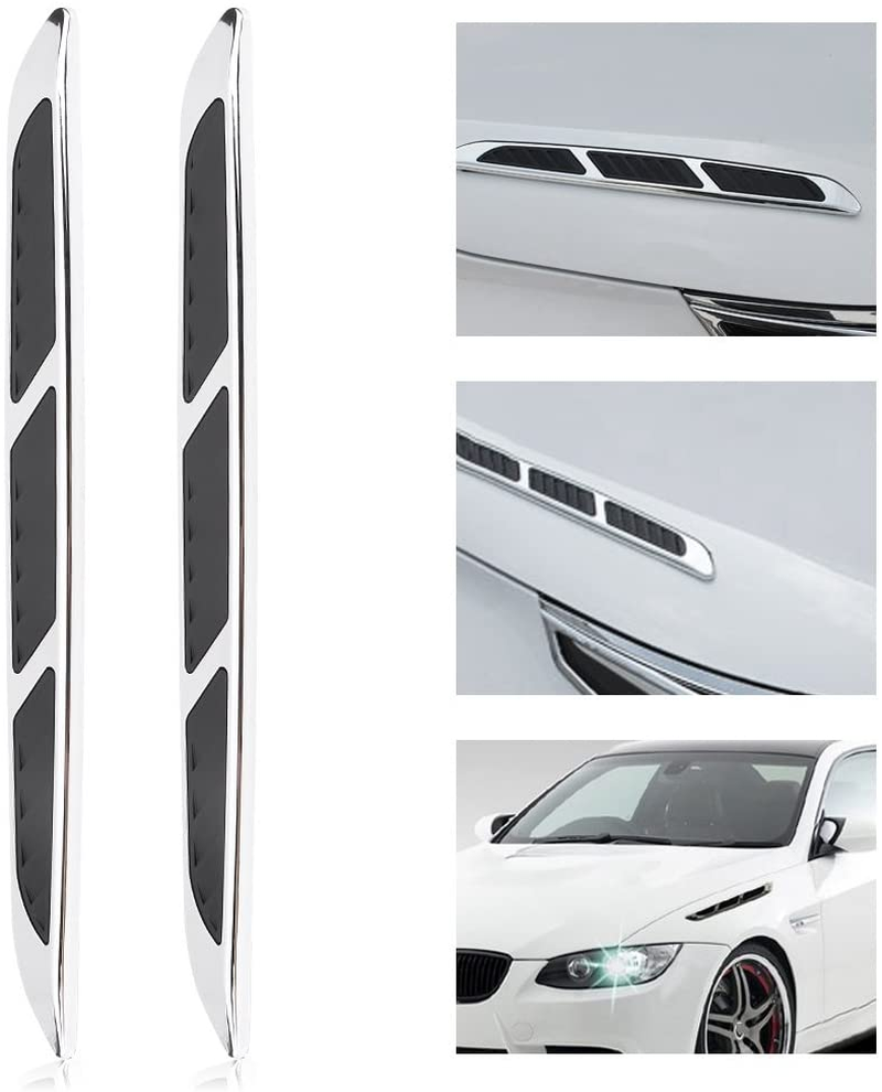 Fydun 2pcs Universal Hood Vent Air Flow Intake Chrome Grille Side Scoop