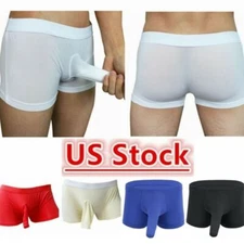 US Men‘s Open/Close Penis Sheath Sleeve Shorts Breathable Boxer Briefs Underpant