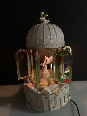 Mr Christmas Gold Label Porcelain Carillon Church Stained Glass