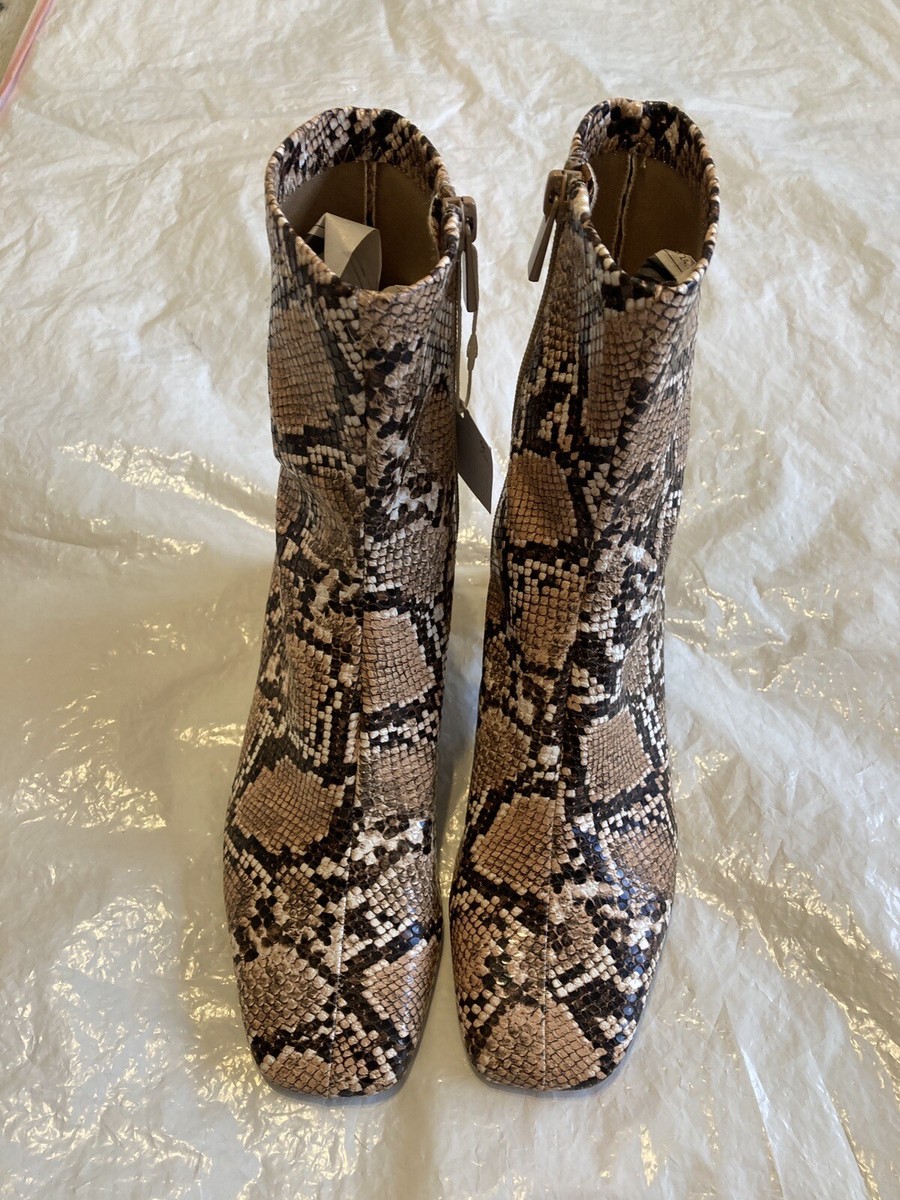 Stradivarius Snakeskin Zip Up Boots Size UK UK