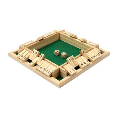KITCHNEXUS Deluxe 4-Spieler Shut The Box Holz Tisch Spiel Klassisch Würfelspiel Board Sp...