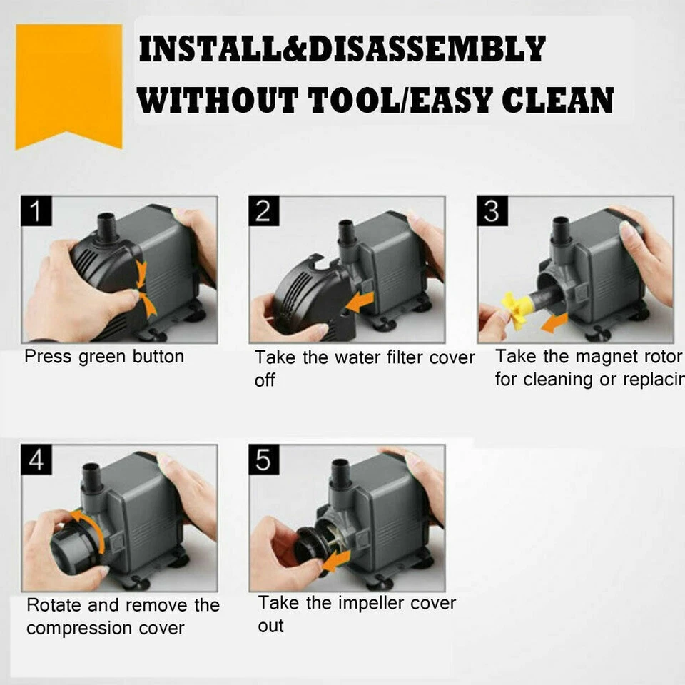 Adjustable Flow Aquarium Pump Water Submersible Fish Tank Fountain Pond Marine - image 4 of 4