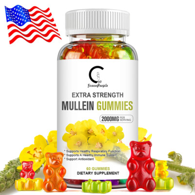 Mullein Leaf Gummies 2000mg For Lung Cleanse Detox Herbal Dietary Supplement