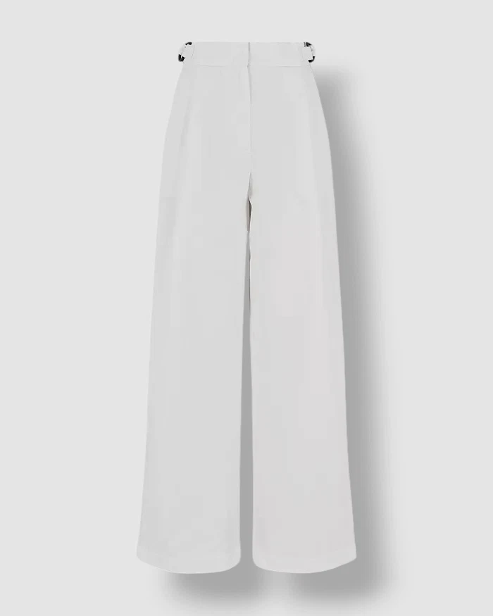 Emporio Armani Women's White Techno Wide Leg Trousers Pants Size 42