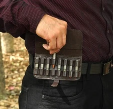 Leather Ammo Pouch Cartridge Holder Rifle Shell Pouch 8 Rounds Ammo Carrier