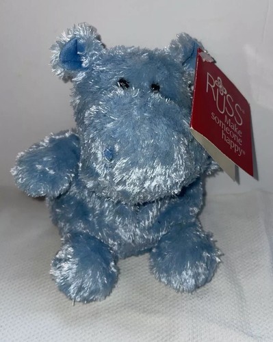 Russ Berrie Luvvies Lauren Hippo Blue Plush Stuffed Animal 5” # 39575 2019 NWT