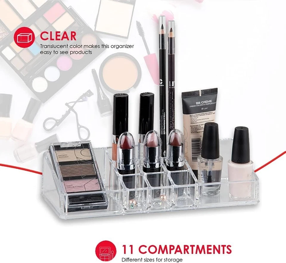 2 Large Acrylic Cosmetic Makeup Organizer Jewelry Drawer Storage Display Divider - Image 4 of 4