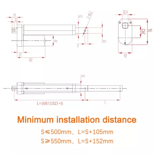 900N 12V 9mm/s Elektrischer Linearantrieb Linear Actuator Motor 50mm -1300mm - Picture 5 of 48