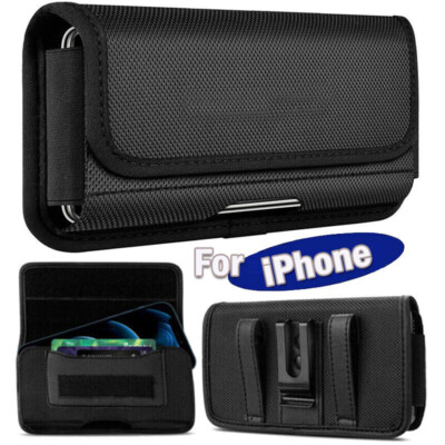 For iPhone17 16 15 Pro Max 16e 14 13 Nylon Belt Clip Holster Carrying Pouch Case