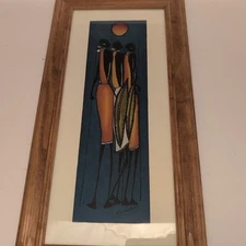 FRAMED KIWANUKA NAIROBI AFRICAN PEOPLE ORIGINAL BATIK PAINTING KENYA ARTIST RED