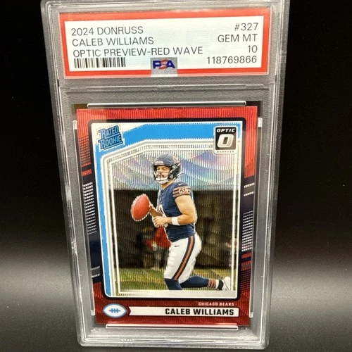 2024 Donruss Rated Rookie Caleb Williams #327 Optic Preview Red Wave (RC) PSA 10