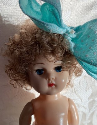 Vintage Ginny doll with her brown  poodle curly cut wig ( no doll )