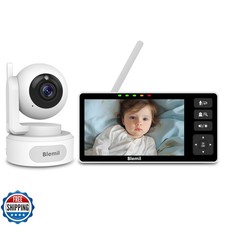 Blemil Baby Monitor, 5.5" HD Split-Screen with 4000mAh Battery, Panoramic Zoo