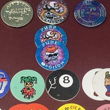 VINTAGE 1990s SLAMMER WHAMMER POGS SLAMMER LOT 28pcs IMPERIAL 1994 PURE POISON