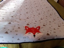 Baby Blanket Parent's Choice Blue Fox Gray Triangles Fleece Lovey