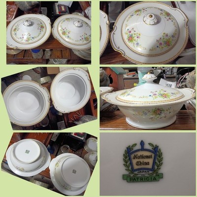 Vintage National China Patricia Pattern Round Covered Vegetable Tureen - Japan -