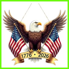 250th Anniversary Patriotic Eagle Wreath Hanging Door Sign 4th of July 250 2...