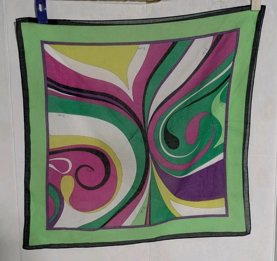 Cuadrado de bolsillo Emilio Pucci Firenze 100 % algodón multicolor remolino 17" colorido Foto 2 de 4