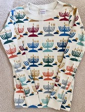 Hanna Andersson Menorah Print Hanukkah Pajamas Top Shirt Child US 8 130 EUC