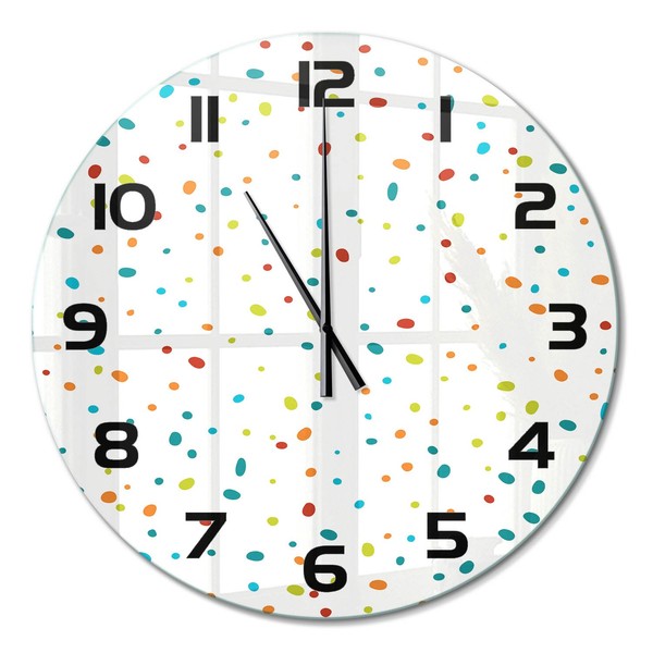 Elegante Wanduhr Mit FließEnden Zeigern Bunte Punkte Schwarze Zeiger Fi60 Cm-image