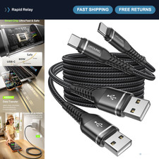 Fast Charging USB to USB-C Cable 6FT, 2-Pack USBA to USBC for CarPlay Devices